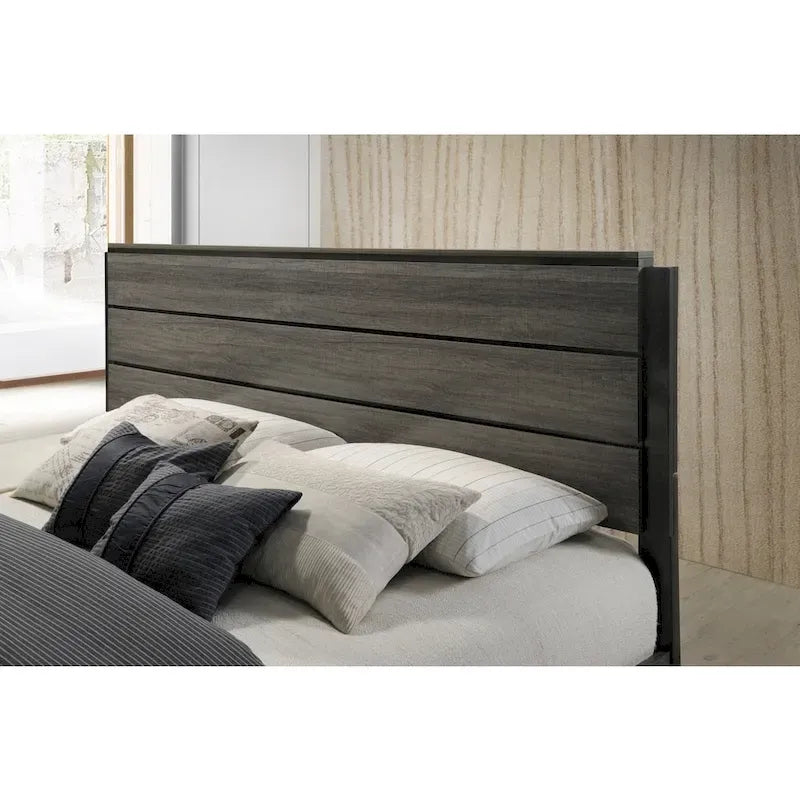 Ensemble de chambre à coucher en bois Carbon Loft Lippmann finition gris antique, format queen