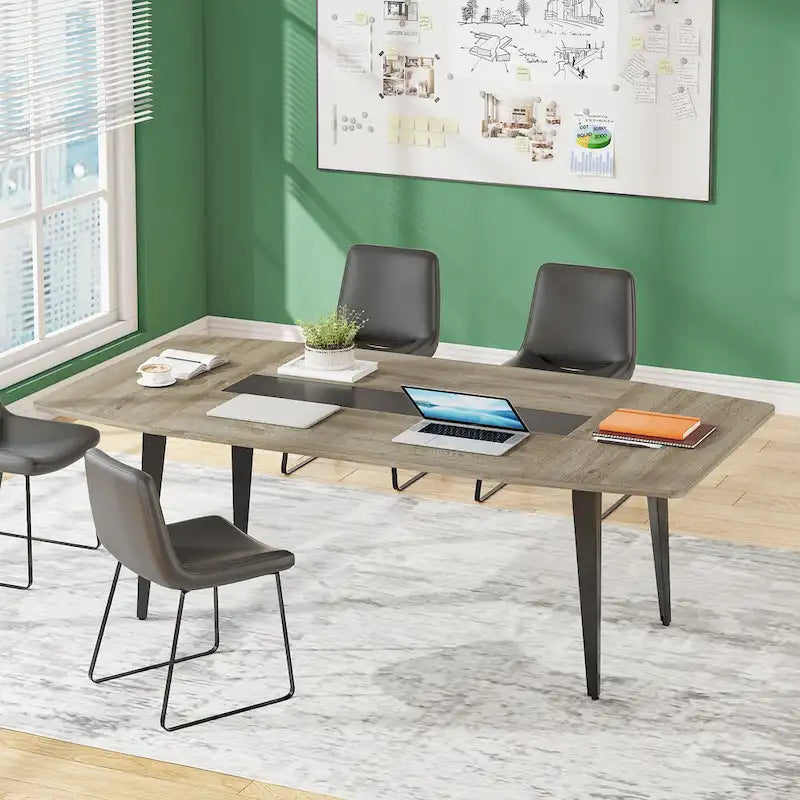 Table de conférence de 1,80 m, table de réunion en forme de bateau