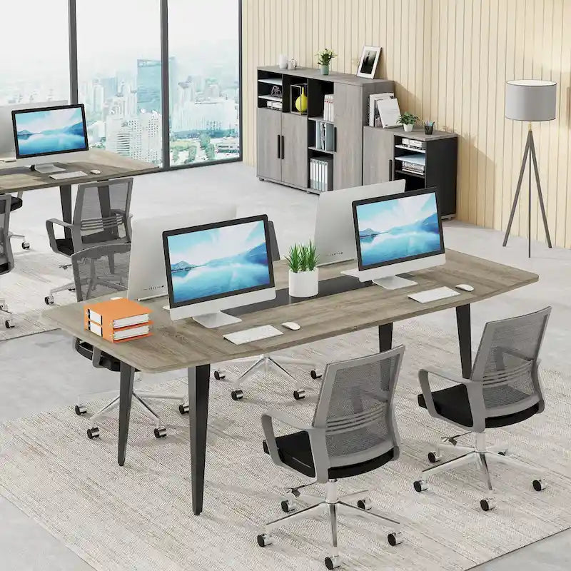 Table de conférence de 1,80 m, table de réunion en forme de bateau