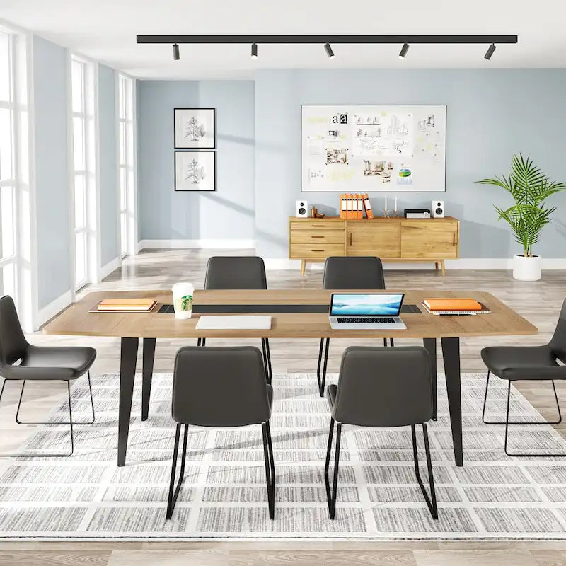 Table de conférence de 1,80 m, table de réunion en forme de bateau