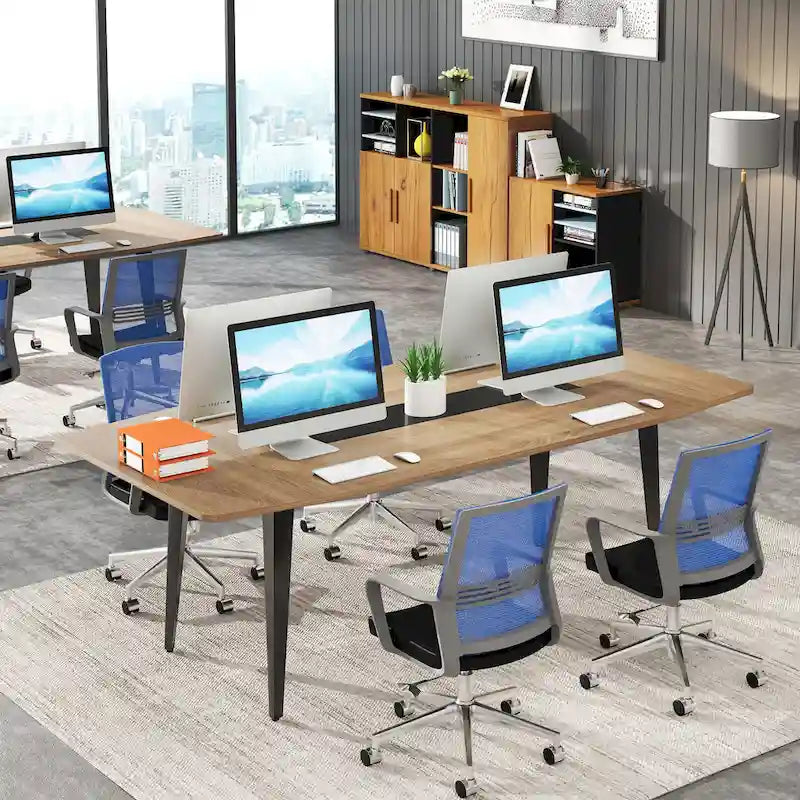 Table de conférence de 1,80 m, table de réunion en forme de bateau