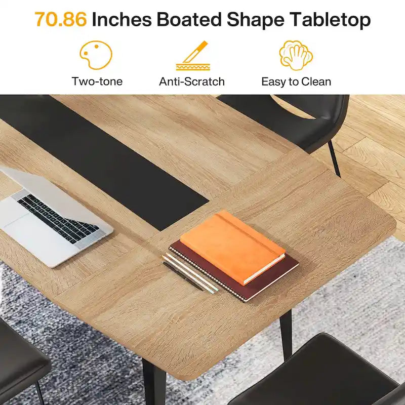 Table de conférence de 1,80 m, table de réunion en forme de bateau