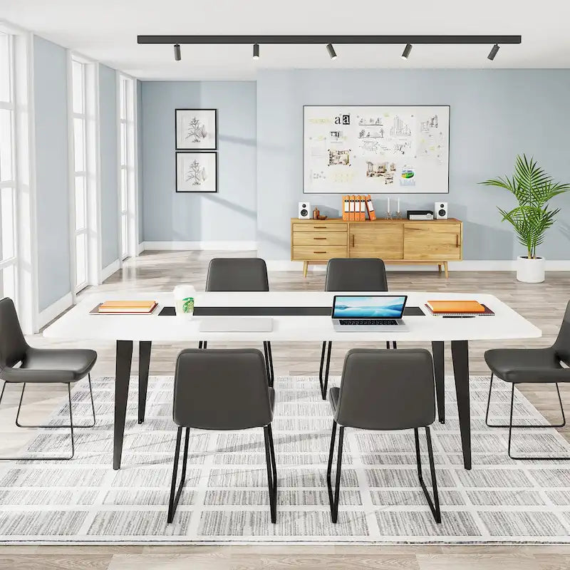 Table de conférence de 1,80 m, table de réunion en forme de bateau