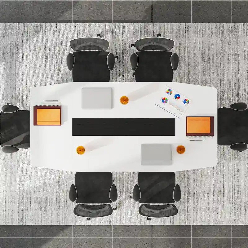 Table de conférence de 1,80 m, table de réunion en forme de bateau