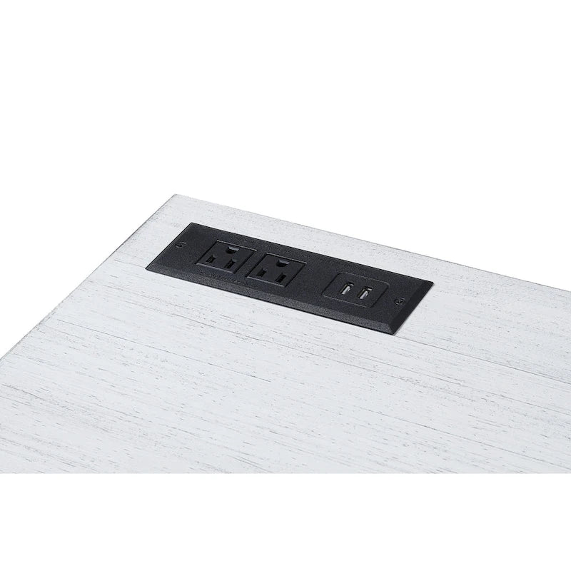 Bureau d'ordinateur en forme de L avec plateau relevable Bird Glam en métal et ports USB, par Furniture of America