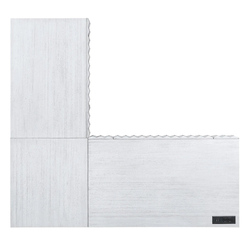 Bureau d'ordinateur en forme de L avec plateau relevable Bird Glam en métal et ports USB, par Furniture of America