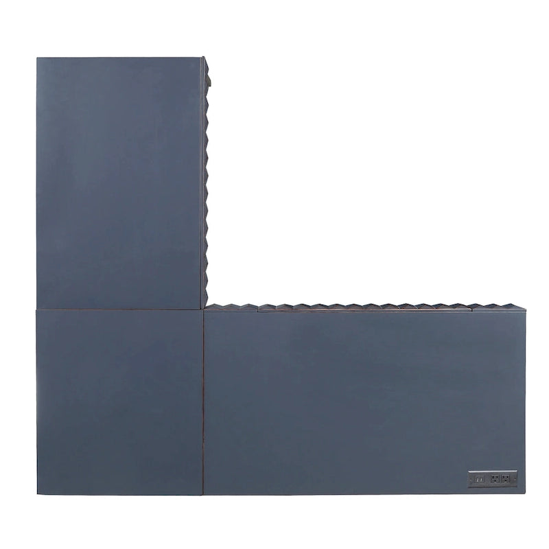 Bureau d'ordinateur en forme de L avec plateau relevable Bird Glam en métal et ports USB, par Furniture of America