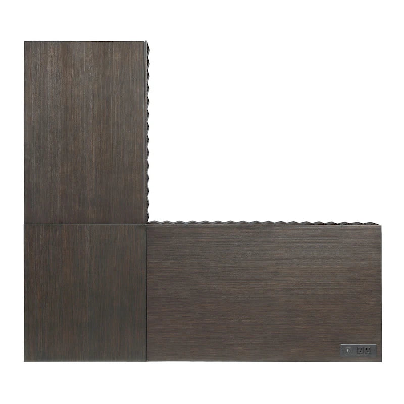 Bureau d'ordinateur en forme de L avec plateau relevable Bird Glam en métal et ports USB, par Furniture of America