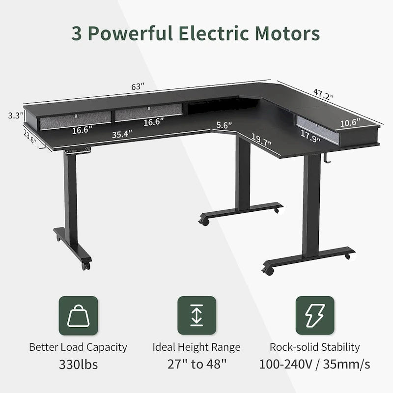 FEZIBO/Mobilier de bureau à domicile/Marron et noir/Bois/Bureau debout/Bureaux