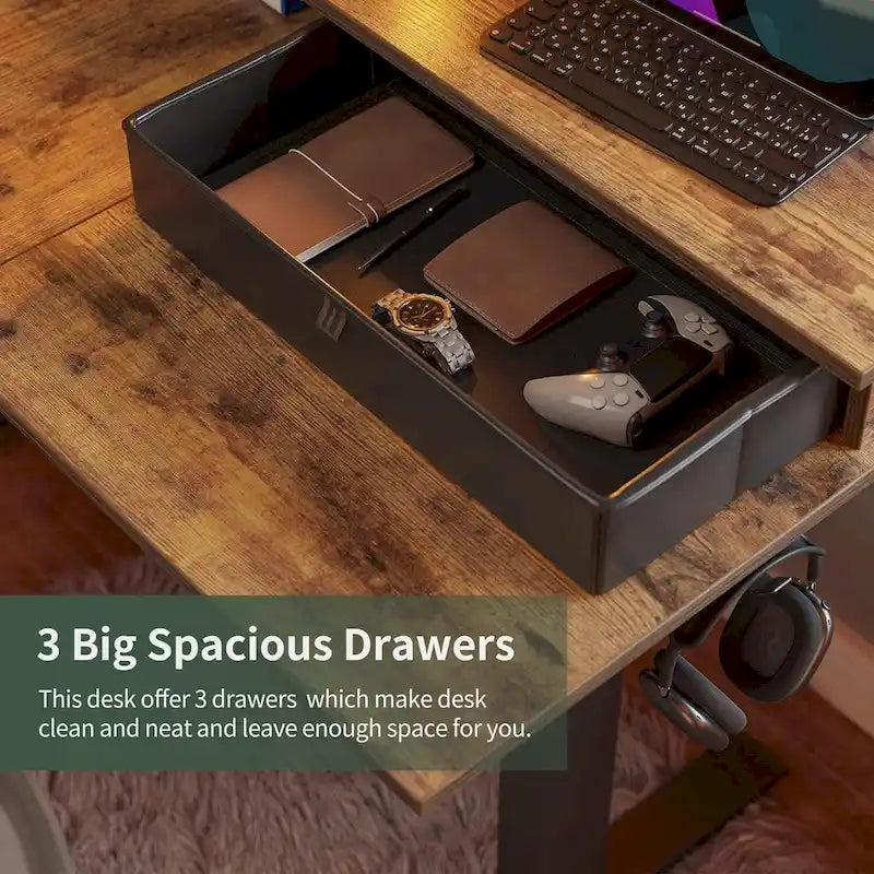 FEZIBO/Mobilier de bureau à domicile/Marron et noir/Bois/Bureau debout/Bureaux