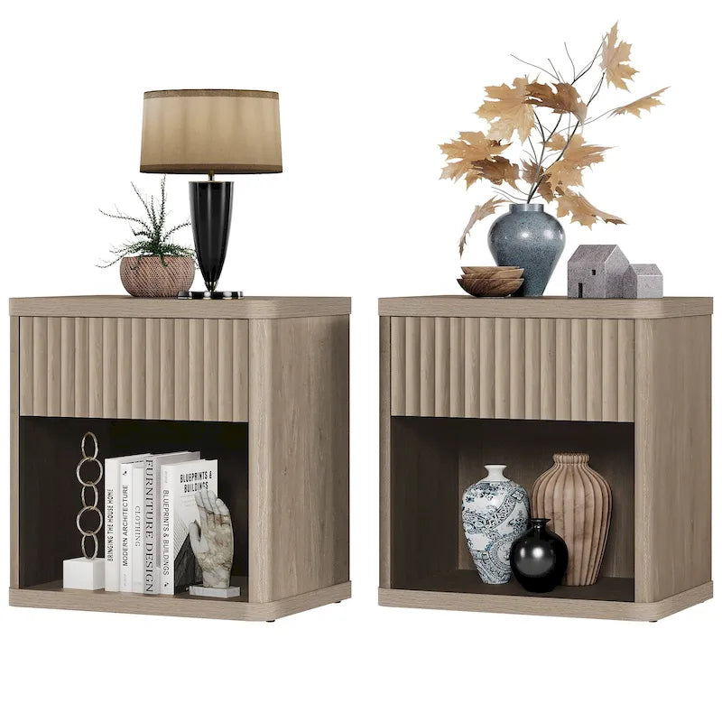 SICOTAS Ensemble de 2 tables de chevet avec 1 tiroir et rangement ouvert