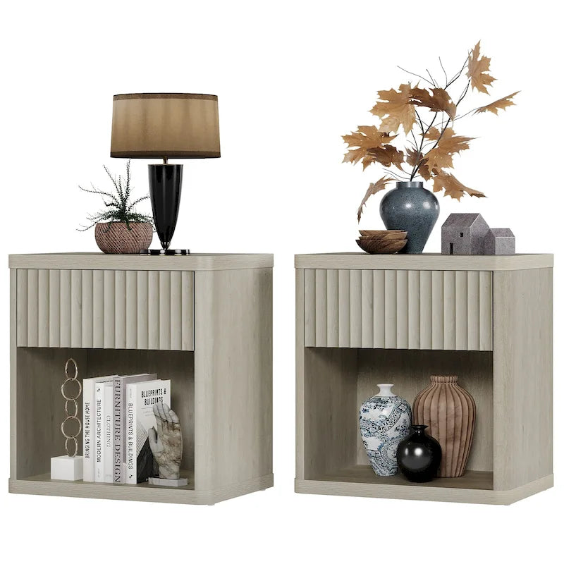 SICOTAS Ensemble de 2 tables de chevet avec 1 tiroir et rangement ouvert