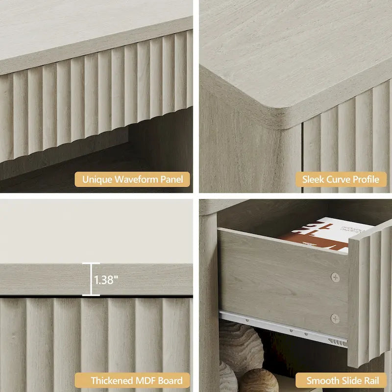 SICOTAS Ensemble de 2 tables de chevet avec 1 tiroir et rangement ouvert