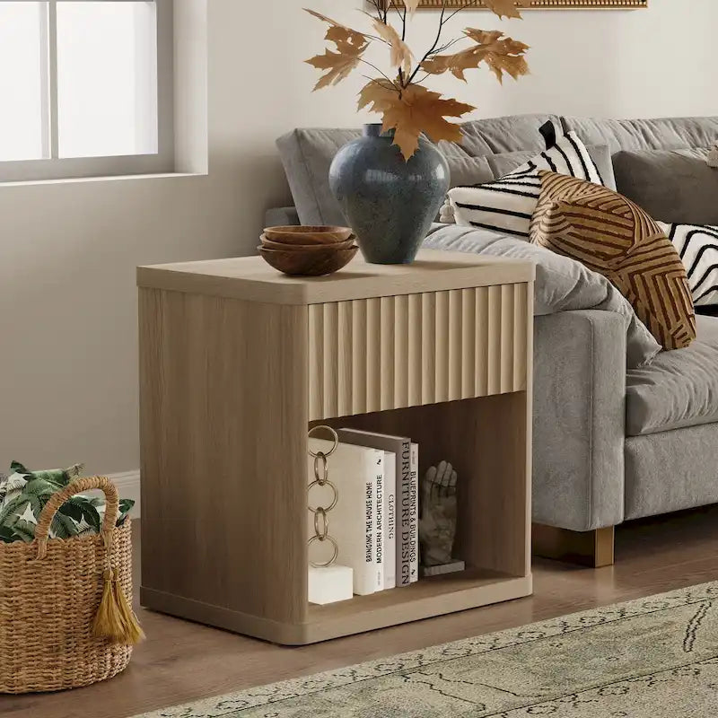 SICOTAS Ensemble de 2 tables de chevet avec 1 tiroir et rangement ouvert