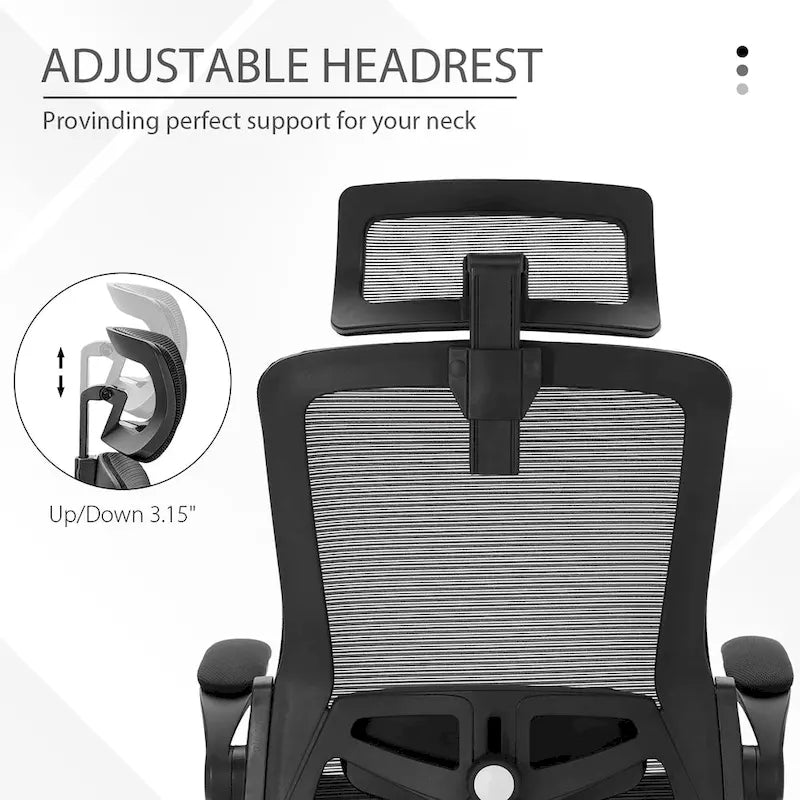 Chaise de bureau ergonomique en maille avec dossier haut, pivotante à 360°, pour ordinateur de direction