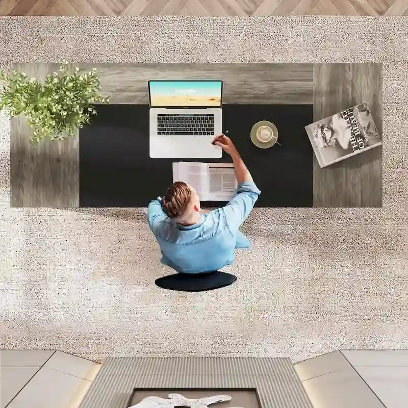 Grand bureau de direction de 63 pouces avec étagères inférieures