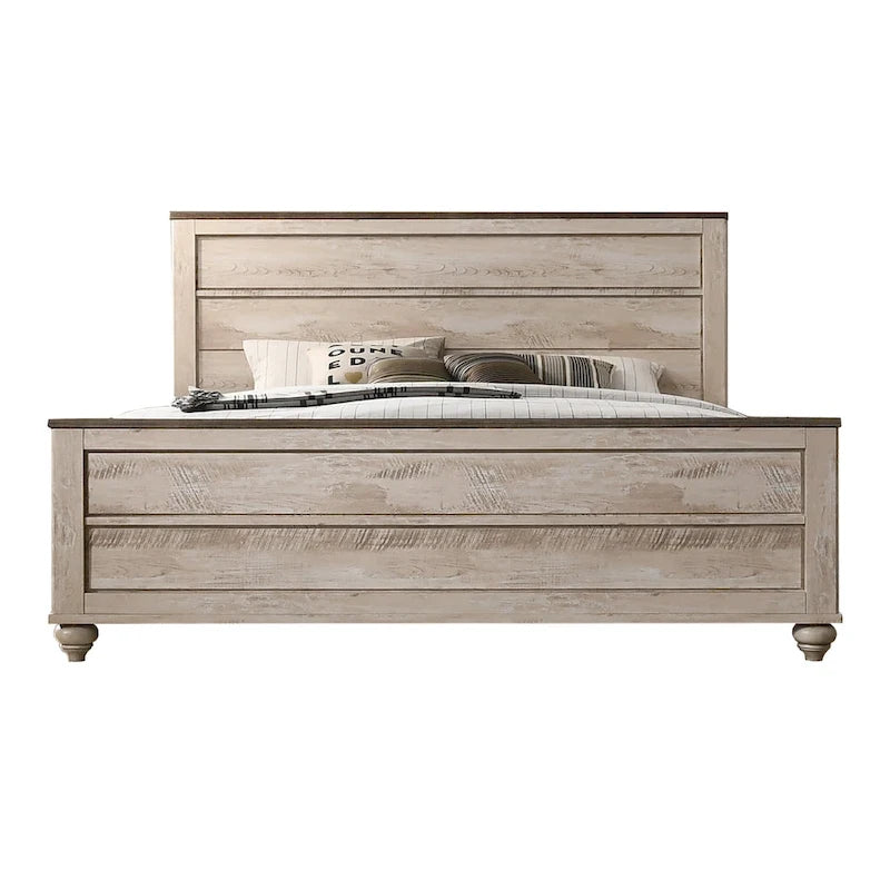 Ensemble de chambre à coucher contemporain Roundhill Furniture Imerland, blanc délavé, format King, 6 pièces