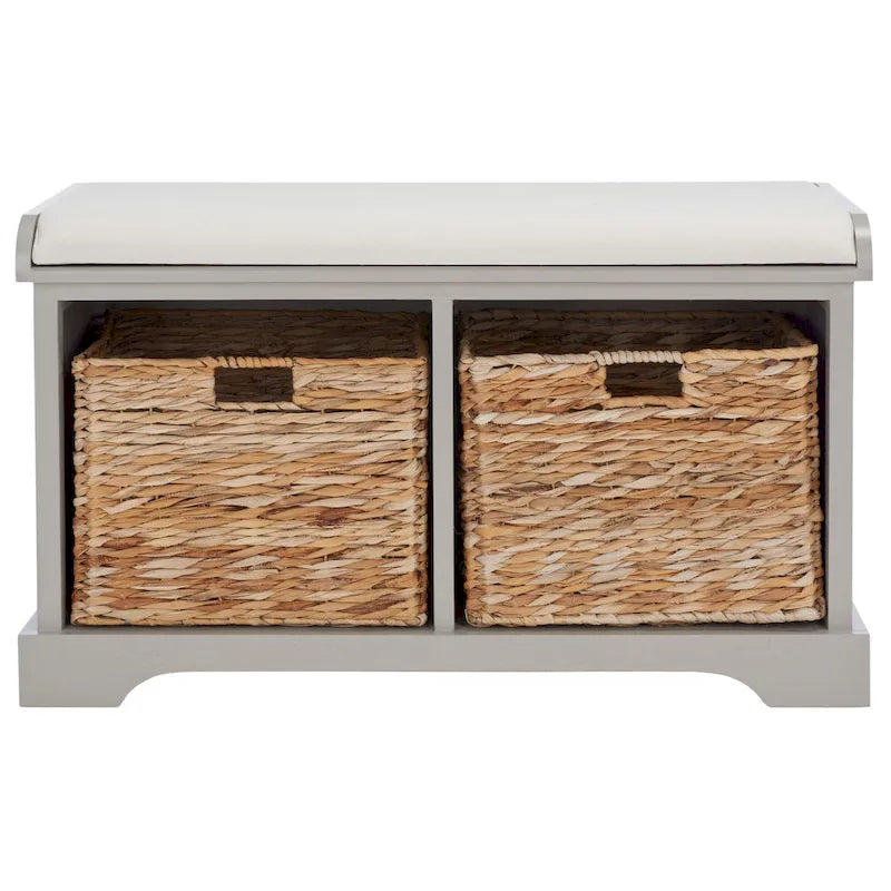 Banc-panier de rangement tressé SAFAVIEH Euphemia marron - 33,5 x 16,1 x 19,9 cm (34 po L x 16 po P x 20 po H)