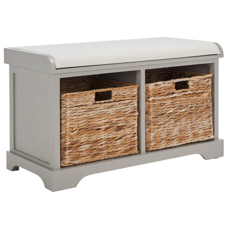 Banc-panier de rangement tressé SAFAVIEH Euphemia marron - 33,5 x 16,1 x 19,9 cm (34 po L x 16 po P x 20 po H)