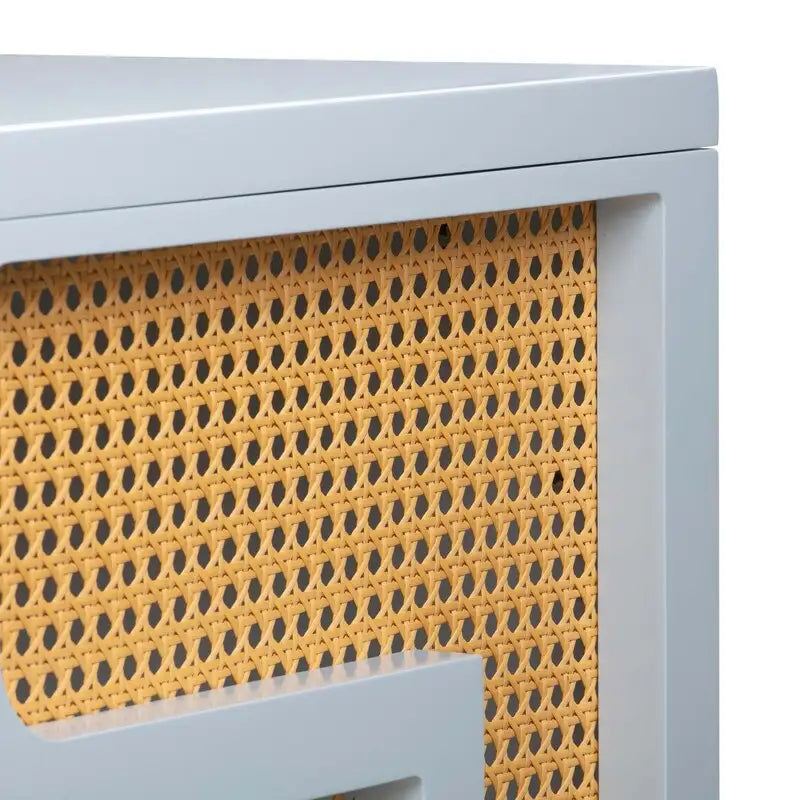 Bureau Suzie en bois et rotin à 1 tiroir