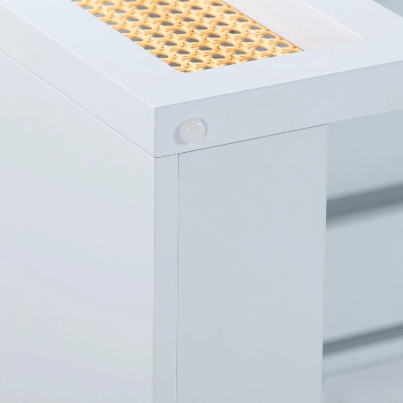 Bureau Suzie en bois et rotin à 1 tiroir