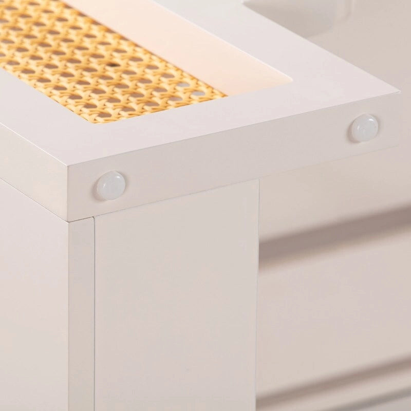 Bureau Suzie en bois et rotin à 1 tiroir