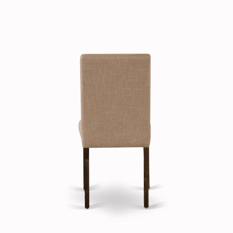 Ensemble de salle à manger East West Furniture : une table de cuisine ronde et des chaises Parsons couleur sable clair, style jacobéen vieilli (pièces au choix).