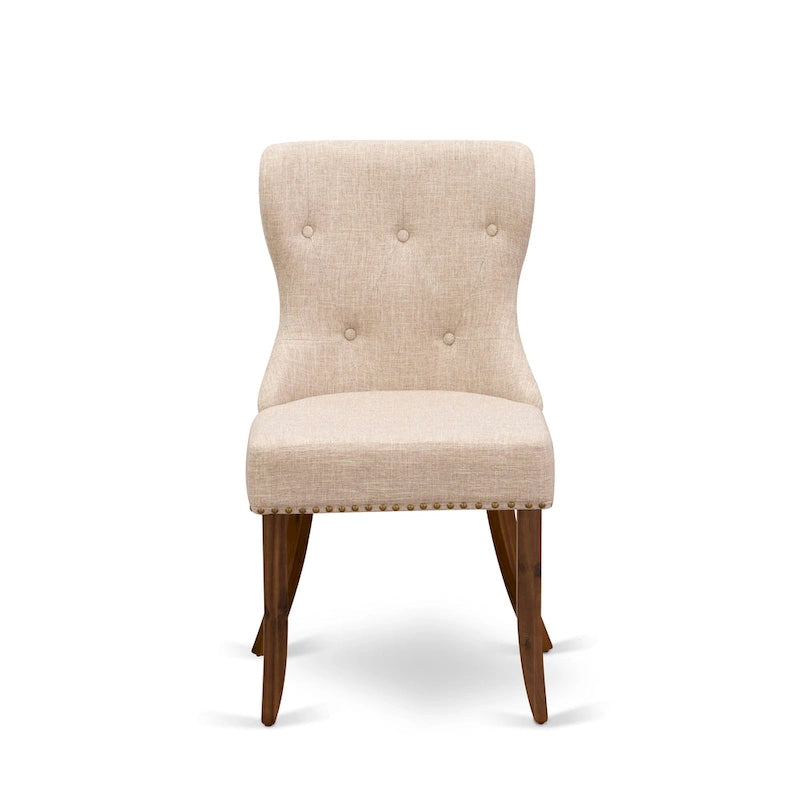 Ensemble de salle à manger East West Furniture : une table rectangulaire et des chaises en lin beige clair (composition au choix).