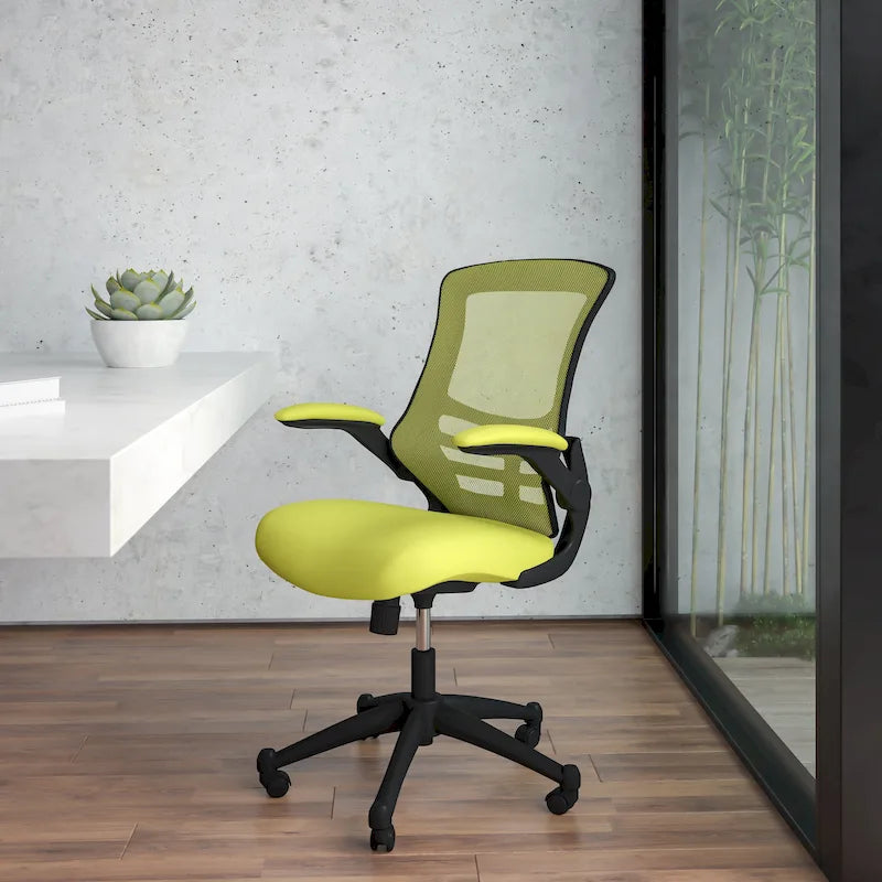 Chaise de bureau ergonomique pivotante en maille à dossier mi-haut avec accoudoirs relevables