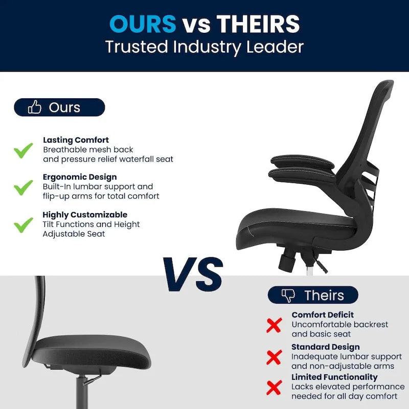 Chaise de bureau ergonomique pivotante en maille à dossier mi-haut avec accoudoirs relevables