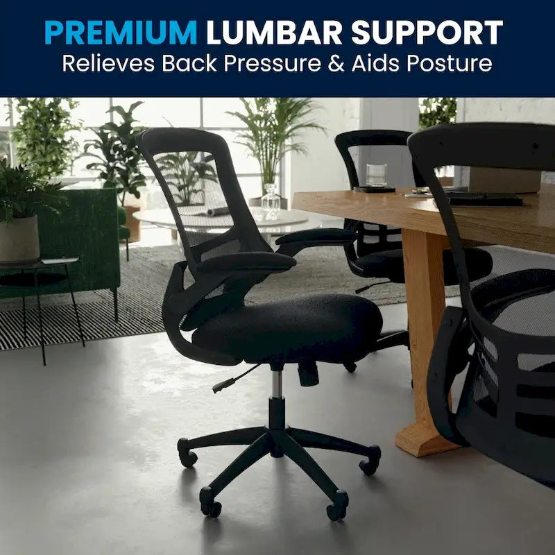 Chaise de bureau ergonomique pivotante en maille à dossier mi-haut avec accoudoirs relevables