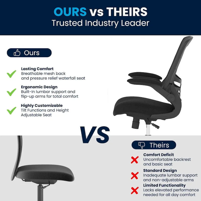 Chaise de bureau ergonomique pivotante en maille à dossier mi-haut avec accoudoirs relevables