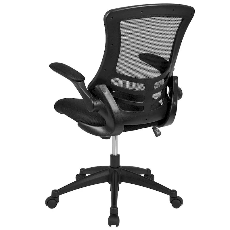 Chaise de bureau ergonomique pivotante en maille à dossier mi-haut avec accoudoirs relevables