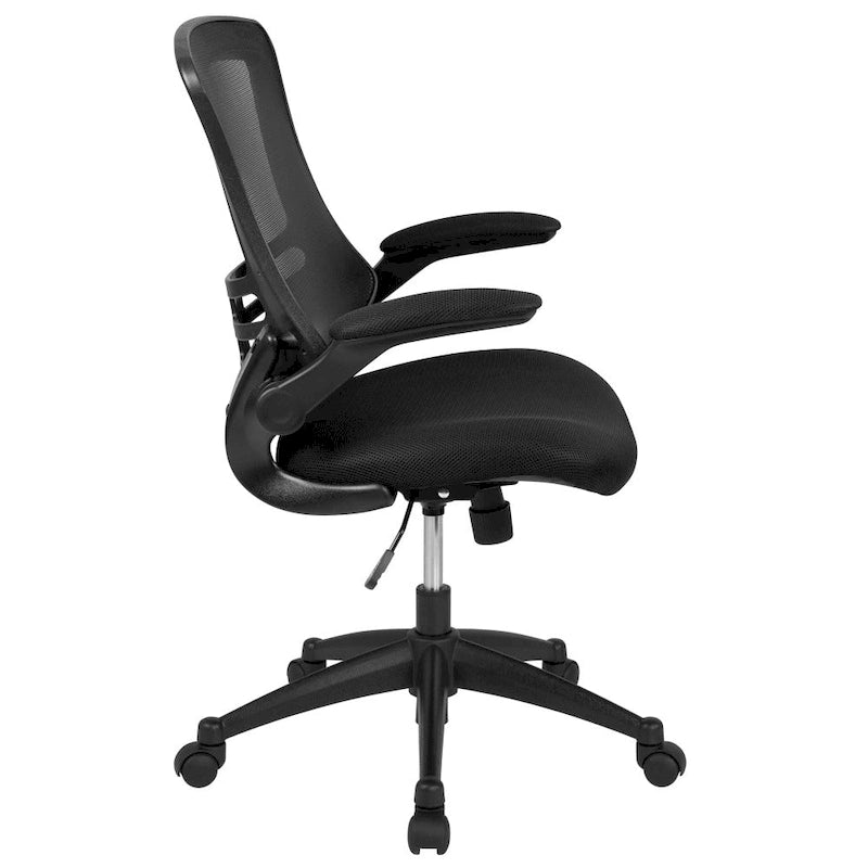 Chaise de bureau ergonomique pivotante en maille à dossier mi-haut avec accoudoirs relevables