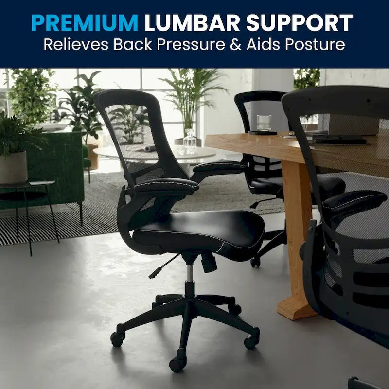 Chaise de bureau ergonomique pivotante en maille à dossier mi-haut avec accoudoirs relevables