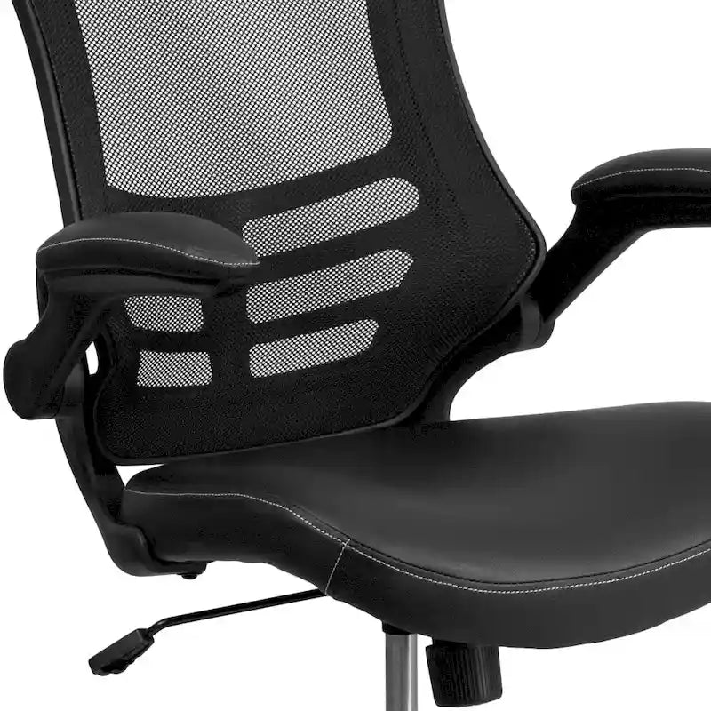 Chaise de bureau ergonomique pivotante en maille à dossier mi-haut avec accoudoirs relevables