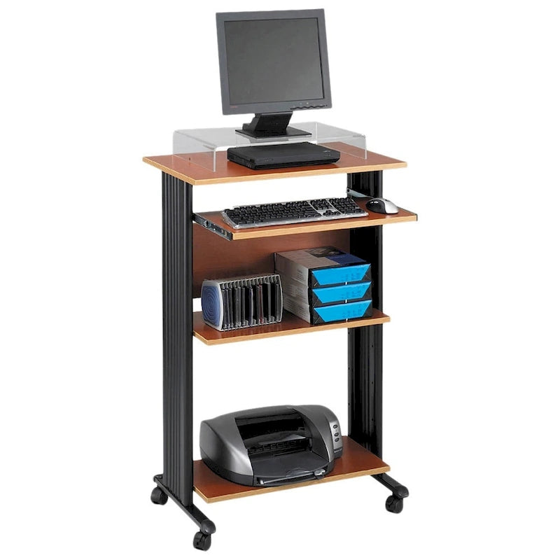 Bureau mobile sur pied pour ordinateur et support d'imprimante avec rangement