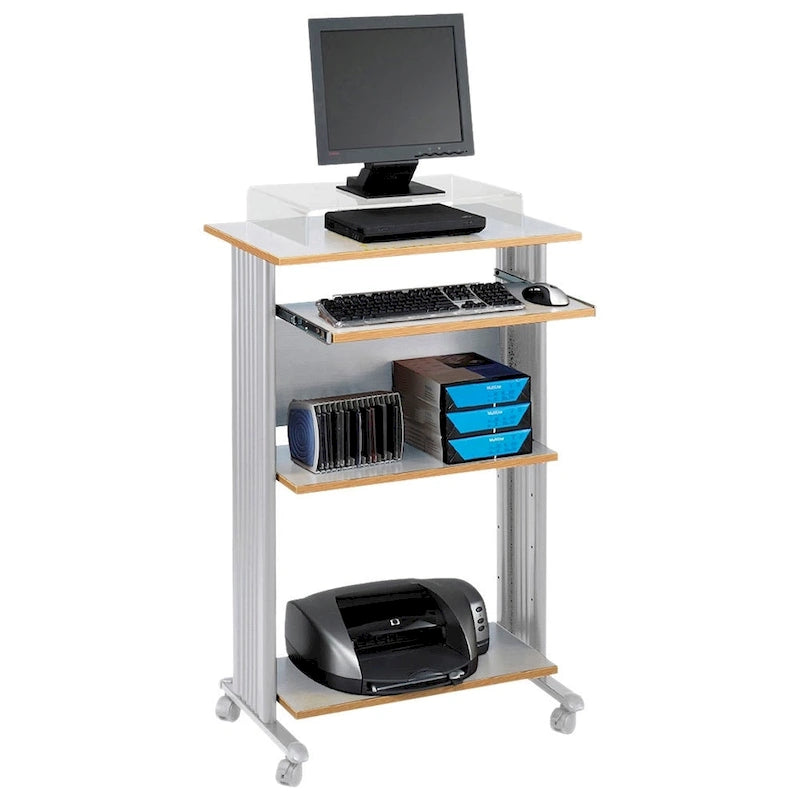 Bureau mobile sur pied pour ordinateur et support d'imprimante avec rangement
