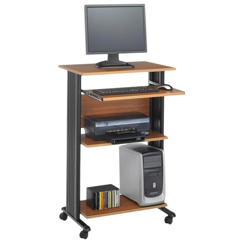 Bureau mobile sur pied pour ordinateur et support d'imprimante avec rangement