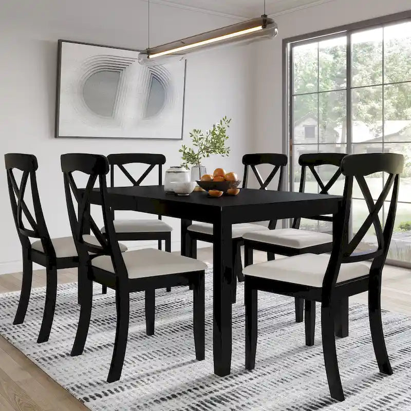 Ensemble de salle à manger en bois 7 pièces CraftPorch style ferme