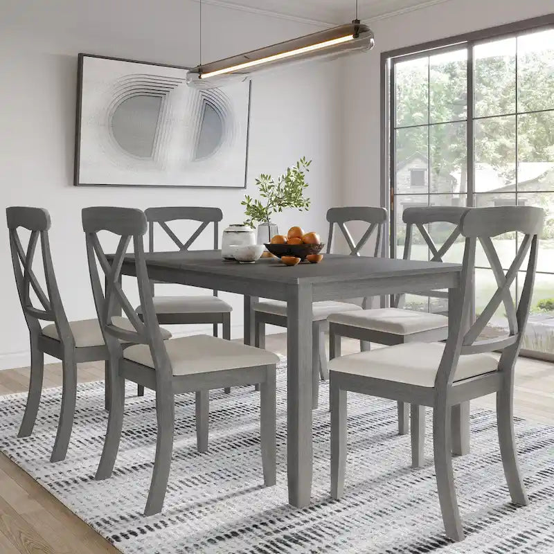 Ensemble de salle à manger en bois 7 pièces CraftPorch style ferme