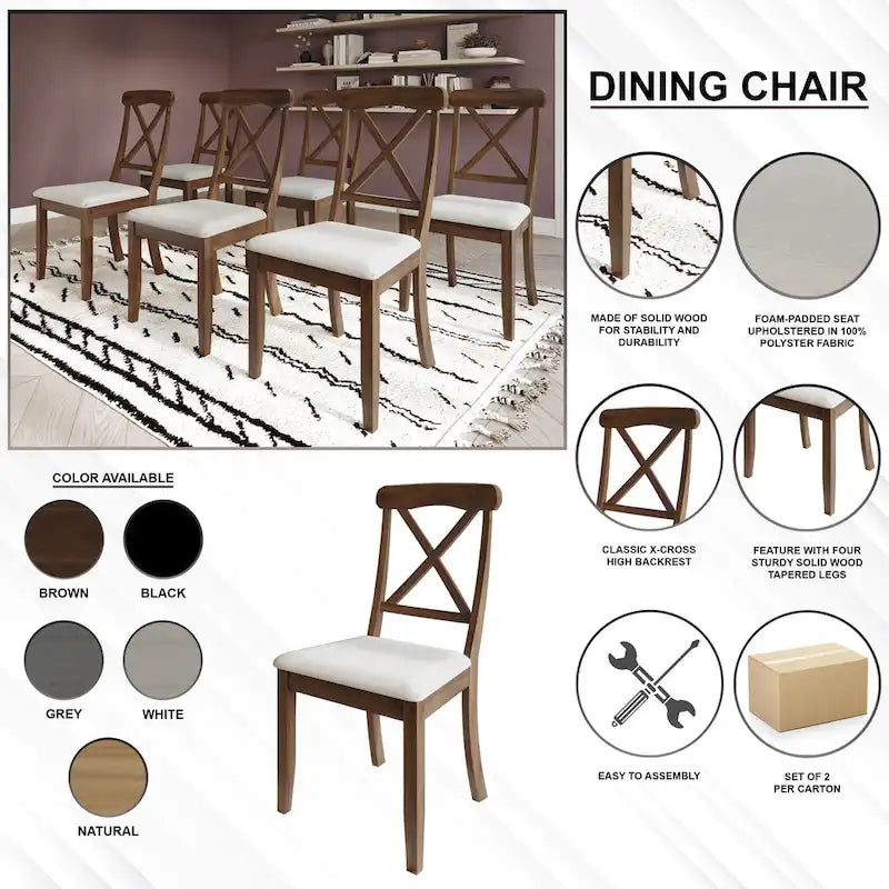 Ensemble de salle à manger en bois 7 pièces CraftPorch style ferme