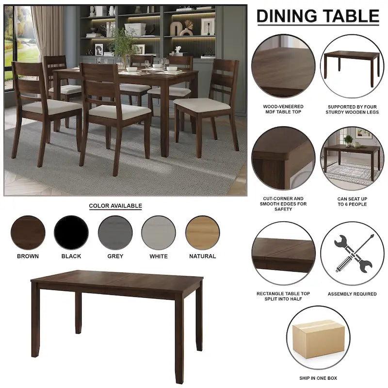 Ensemble de salle à manger en bois 7 pièces CraftPorch style ferme