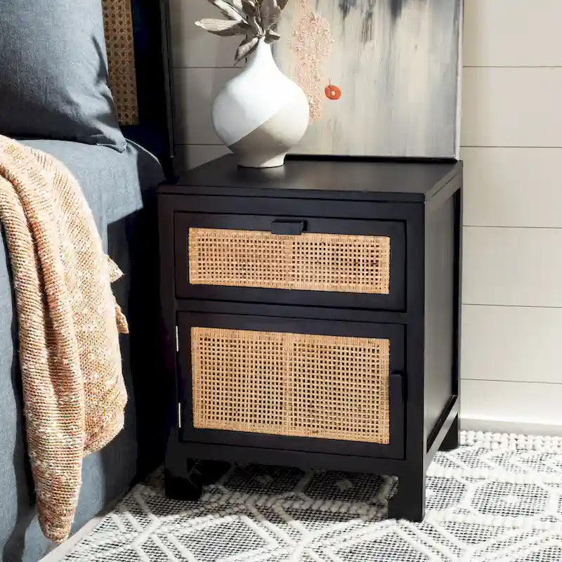 Table de chevet SAFAVIEH Zhane Coastal à 1 tiroir et 1 porte