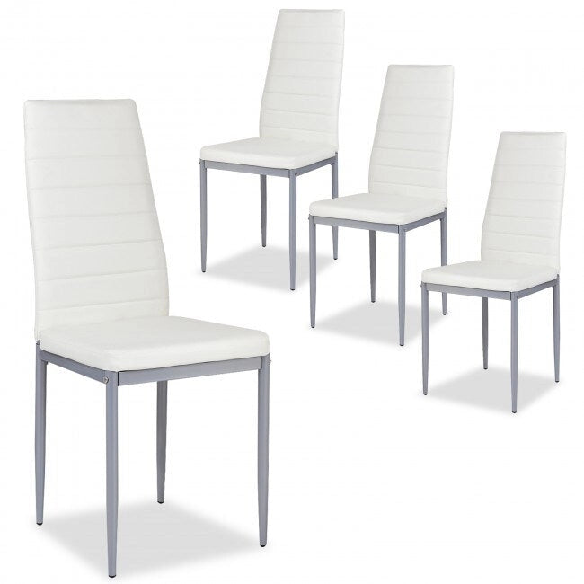 Ensemble de 4 chaises de salle à manger élégantes en cuir PVC avec pieds en métal massif - 16,0 x 20,0 x 38,5 (L x P x H)