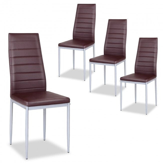 Ensemble de 4 chaises de salle à manger élégantes en cuir PVC avec pieds en métal massif - 16,0 x 20,0 x 38,5 (L x P x H)