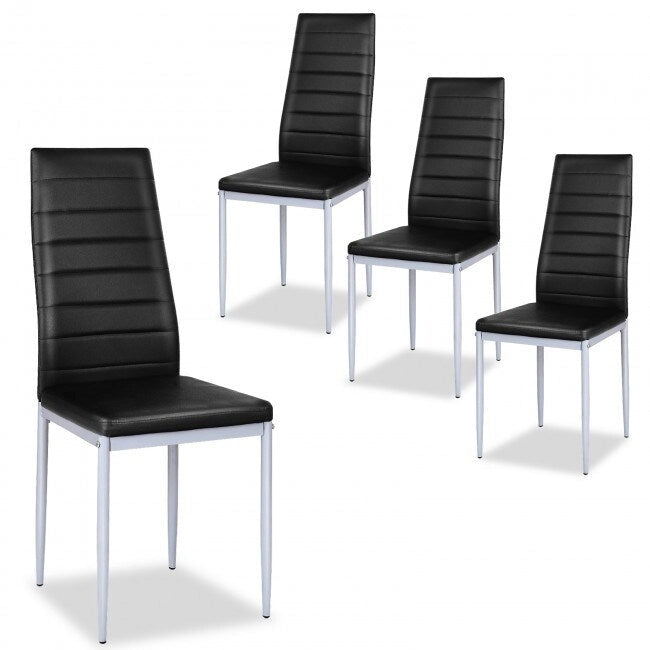 Ensemble de 4 chaises de salle à manger élégantes en cuir PVC avec pieds en métal massif - 16,0 x 20,0 x 38,5 (L x P x H)