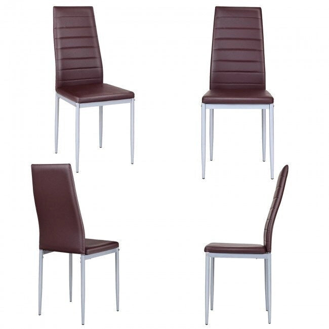 Ensemble de 4 chaises de salle à manger élégantes en cuir PVC avec pieds en métal massif - 16,0 x 20,0 x 38,5 (L x P x H)
