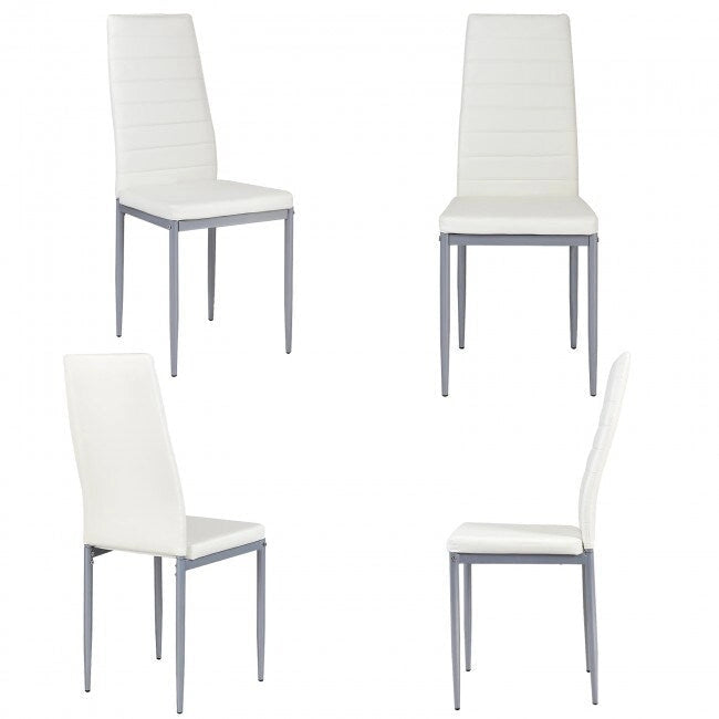 Ensemble de 4 chaises de salle à manger élégantes en cuir PVC avec pieds en métal massif - 16,0 x 20,0 x 38,5 (L x P x H)