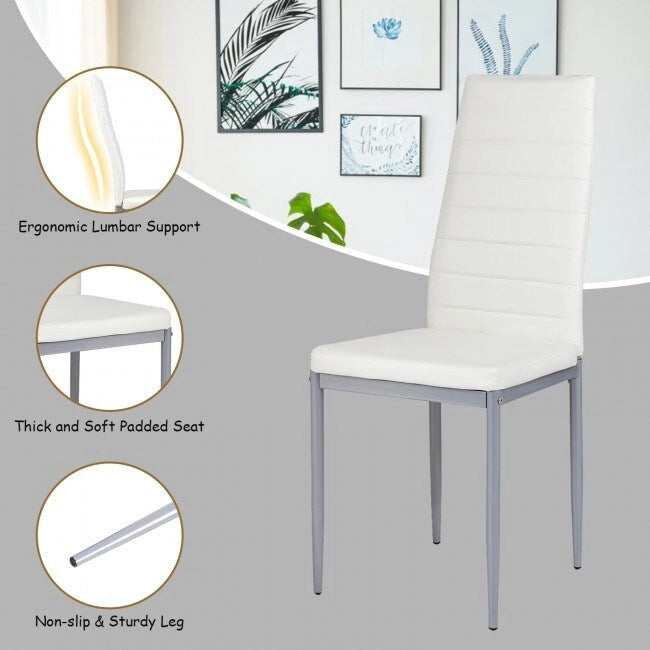 Ensemble de 4 chaises de salle à manger élégantes en cuir PVC avec pieds en métal massif - 16,0 x 20,0 x 38,5 (L x P x H)
